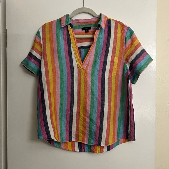 J. Crew Tops - J crew vneck linen short sleeve polo size medium M